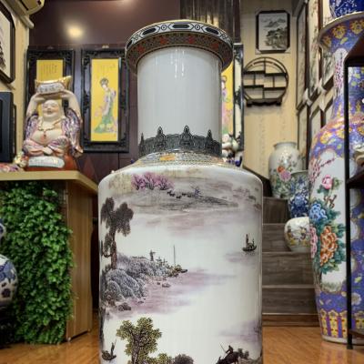 Bình hình trụ họa tiết Xóm Núi